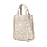 ヴェルサーチェ バロッコ アテナ ミニ トートバッグ ショルダーバッグ 2WAY ベージュ キャンバス レディース VERSACE 【中古】